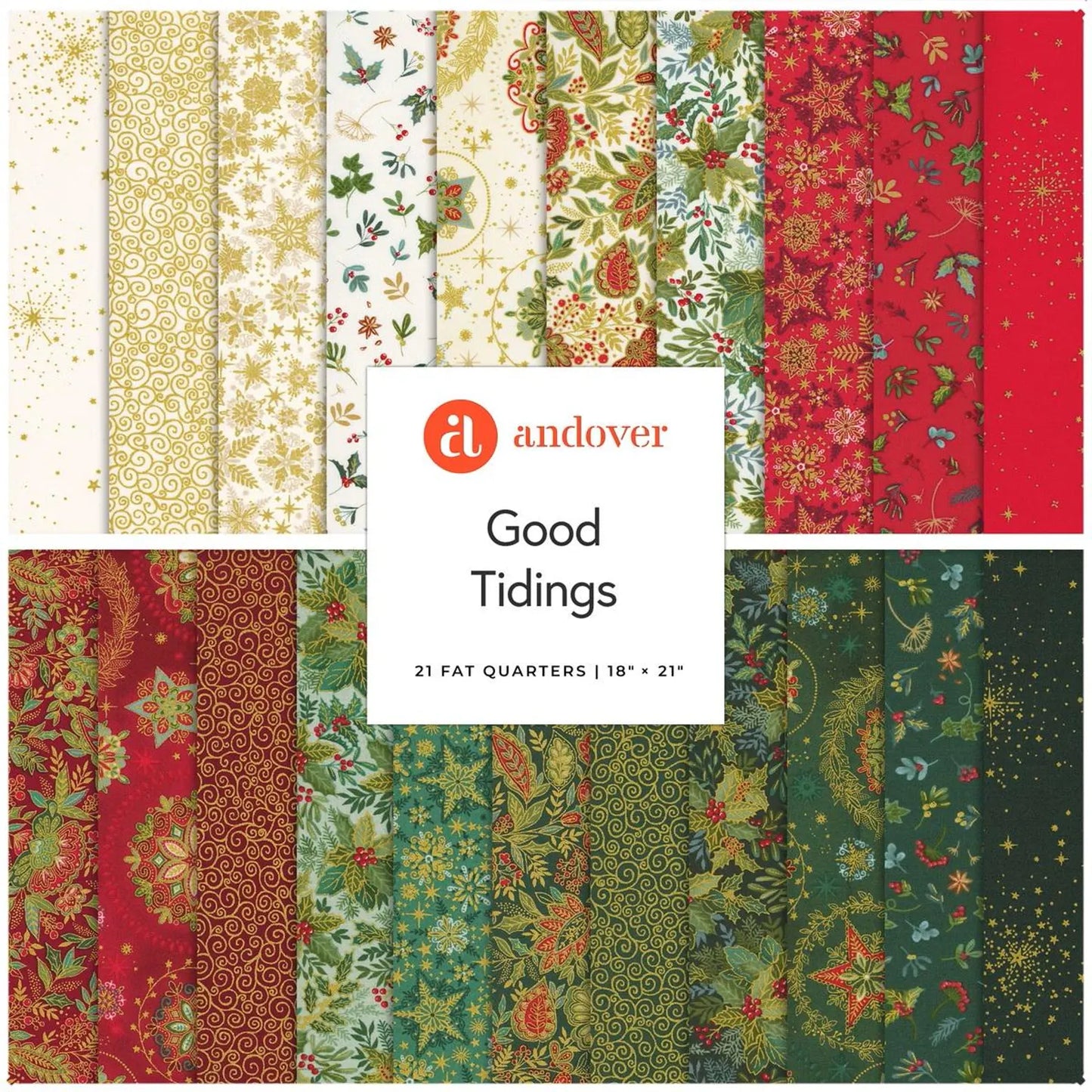Andover | Good Tidings | Makower UK | Fat Quarter Bundle (21)