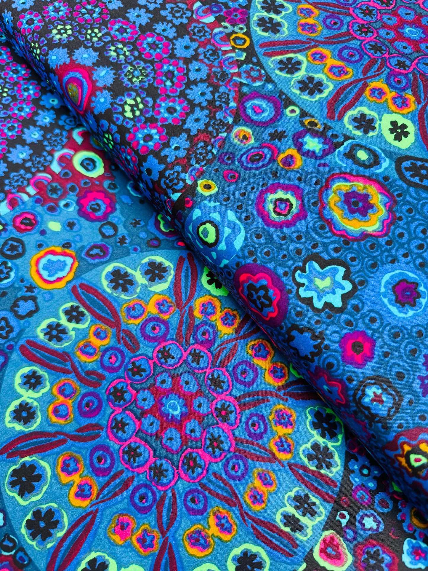 Freespirit | Kaffe Fassett | 107/108" Wide Back | 100% Cotton Sateen | Millefiore | Blue | QBGP006.BLUE