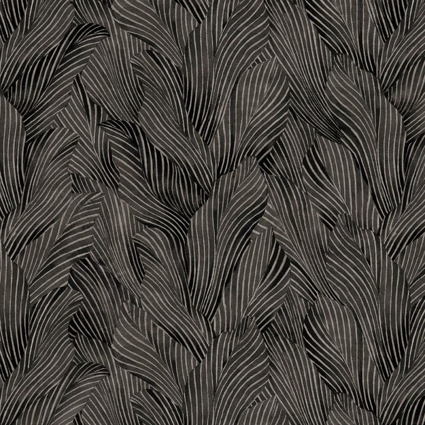P & B Textiles | Black | Tonal Leaves Earth Tones 108" Wide Back | EARW05785-K