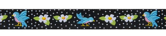 Tiny Blue Bird on dots Ribbon