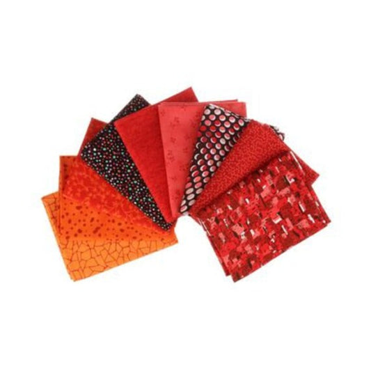 stoffabrics (9) fat quarter bundle red |orange