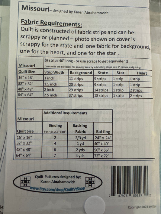 Quilt Pattern | Missouri - A quilt pattern in four sizes | Karen Abrahamovich