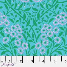 Free Spirit | Kaffe x Morris & Co. | Michaelmas Daisy | Aqua