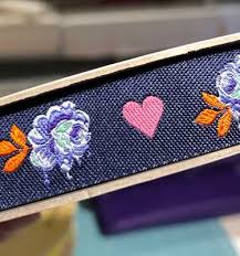 Ribbon | Painted Roses Navy | Tula Pink | Curiouser | 5/8"