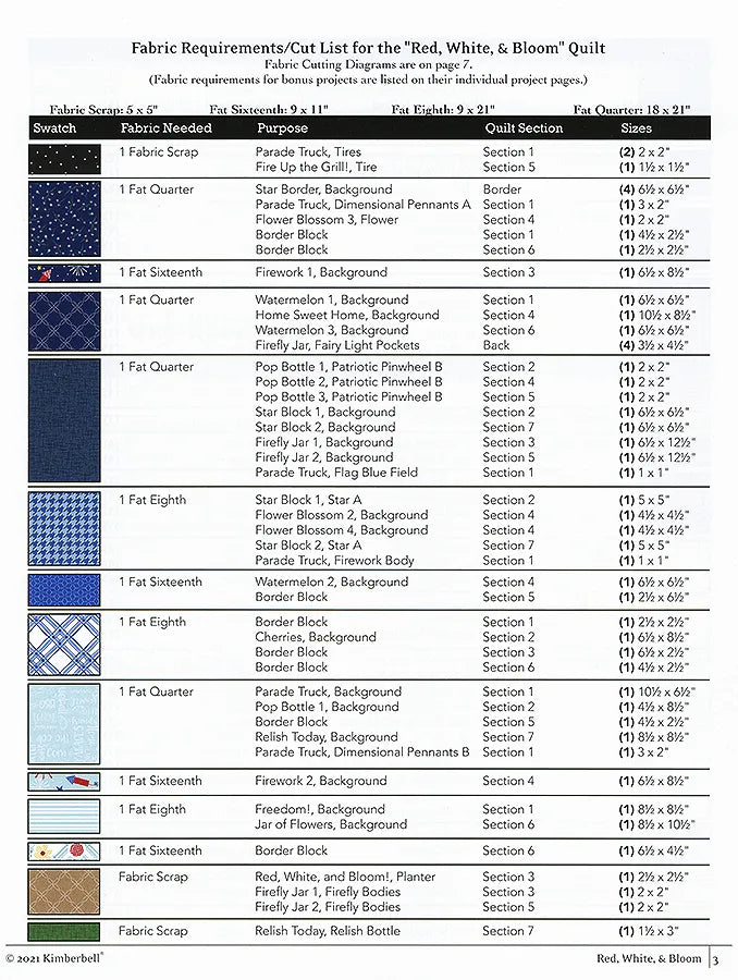 KimberBell | Red, White & Bloom | The Sewing Version Booklet