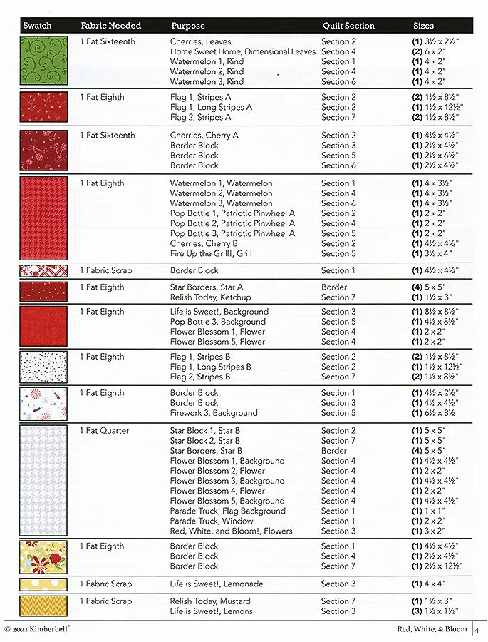 KimberBell | Red, White & Bloom | The Sewing Version Booklet