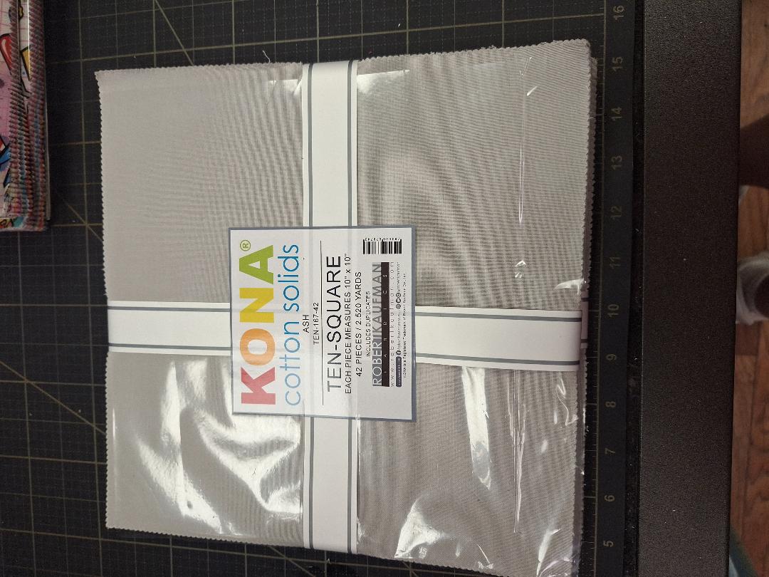Kona | Cotton Solids | Robert Kaufman | ASH | 10" Squares