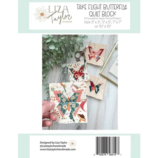 Liza Taylor | Take Flight Butterfly | Quilt Block | Foundation Paper Pieced Pattern