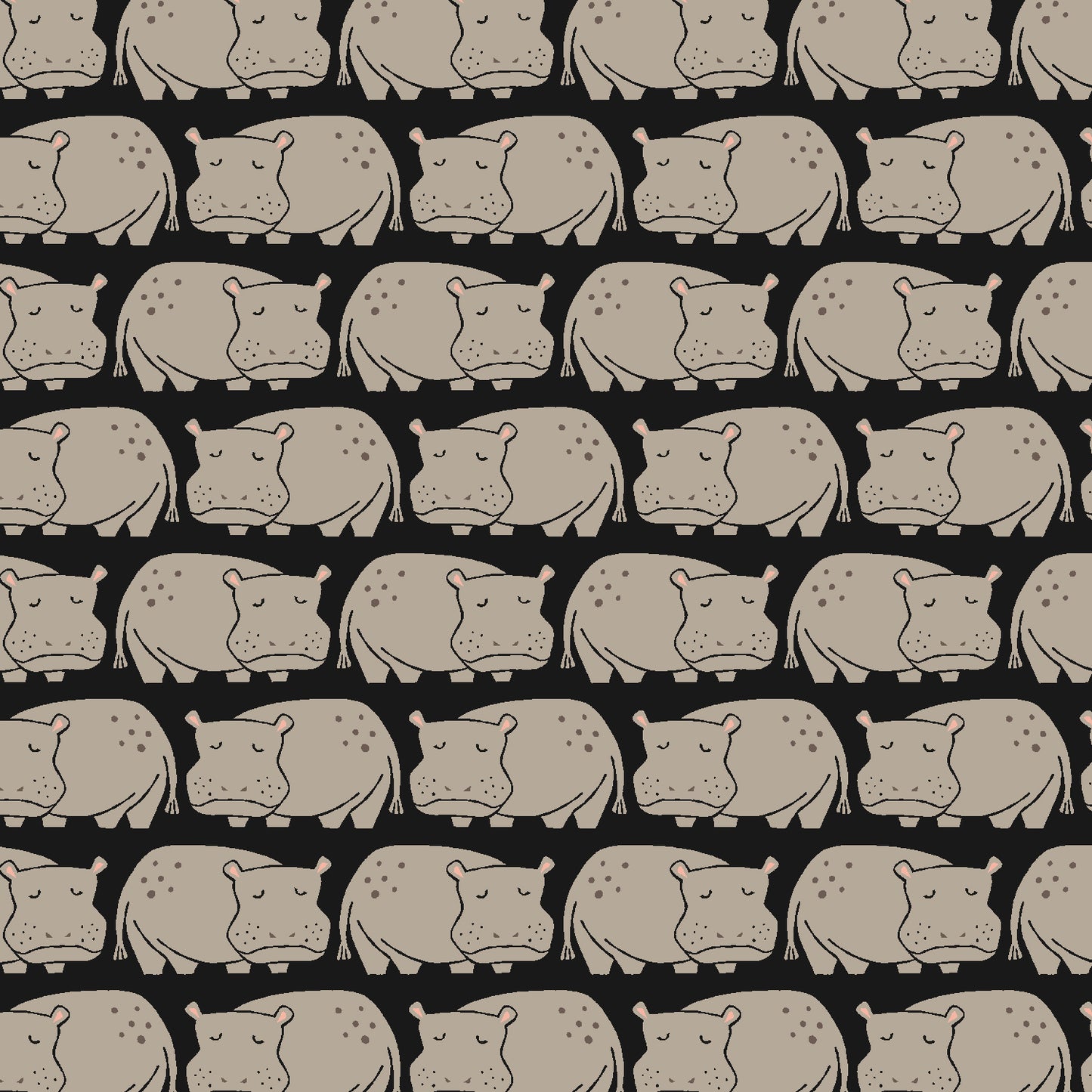 Cotton + Steel | Loes Van Oosten | Rising Sun | Weary Hippo | LV901-BK4