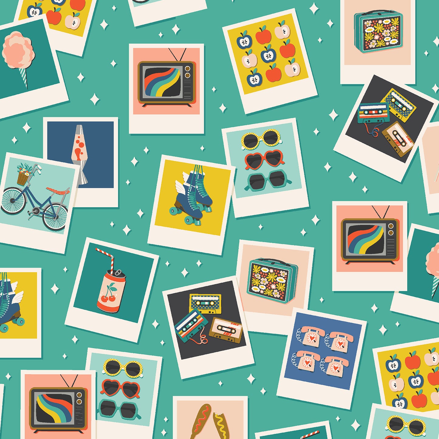 Cotton + Steel | East Coast | Oh Snap | Retro Teal