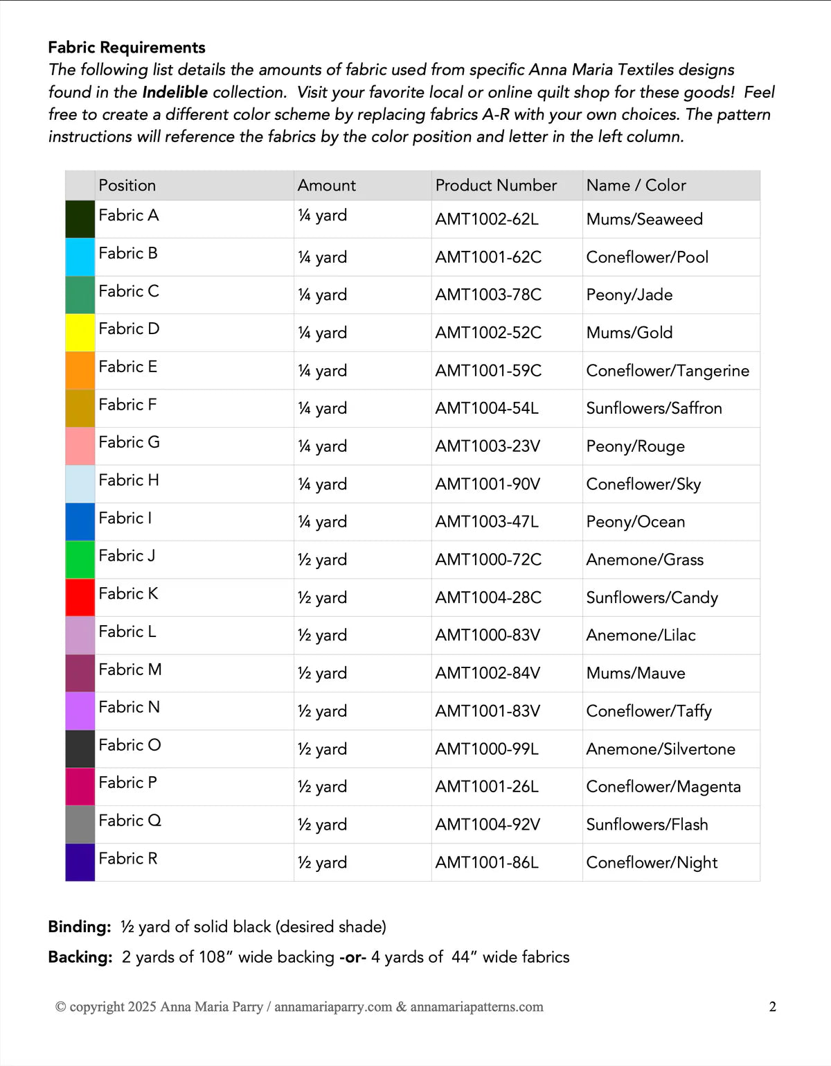 Anna Maria Textiles | Indelible | Pattern | Includes Pattern & Acrylic Templates