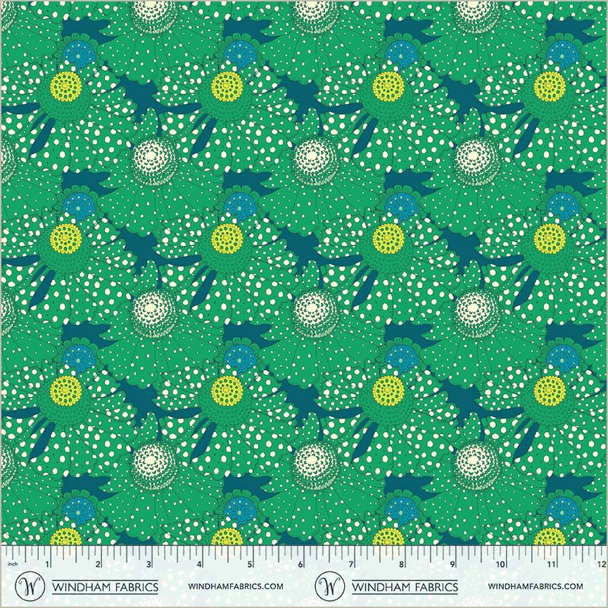 Windham Fabrics | Sally Kelly | Sunshine | Polka Flower | Chlorophyll