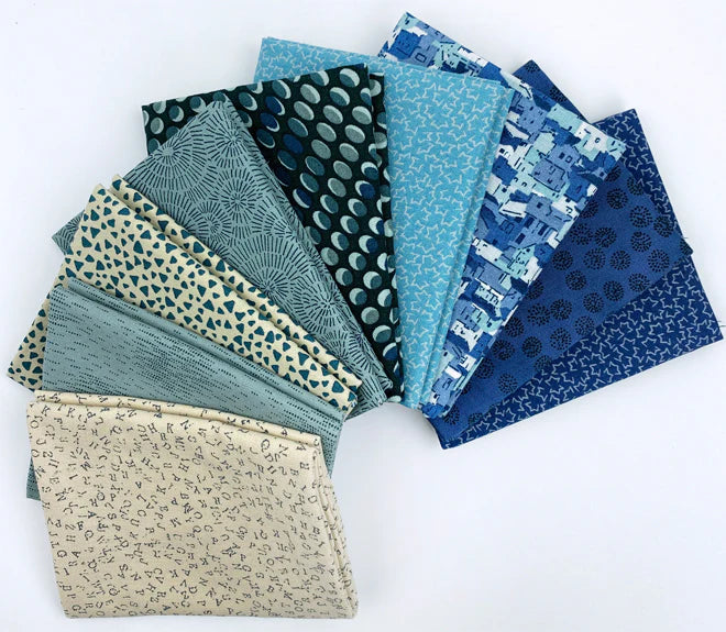 stoffabrics (10) fat quarter bundle-blue