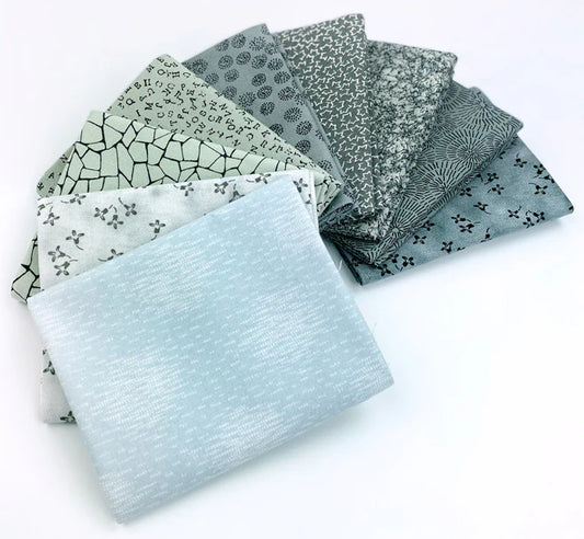 Stoffabrics (9) fat quarter bundle medium grey
