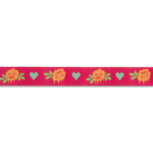 Ribbon | Painted Roses Pink | Tula Pink | Curiouser | 5/8"