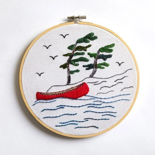 Trailhead Yarns | Un-Kit Embroidery Canvas | 8" Canoe