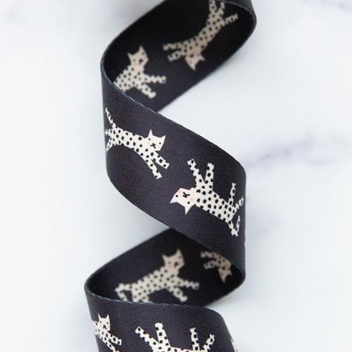 Webbing | 1.5" | Snow Leopards | Black | Rashida Coleman Hale