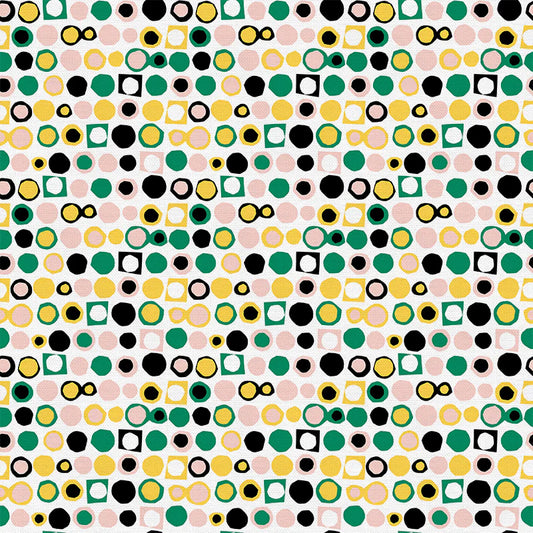 Paintbrush Studio Fabrics | Cutout Dots | White Green | Ampersand Design Studio