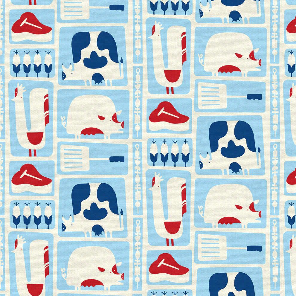 Paintbrush Studio Fabrics | BBQ Block Party | Farm Animals | Blue