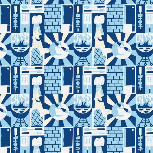 Paintbrush Studio Fabrics | BBQ Block Party | Grill | Blue