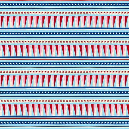 Paintbrush Studio Fabrics | BBQ Block Party | Triangle Stripe | Blue