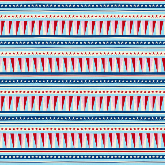 Paintbrush Studio Fabrics | BBQ Block Party | Triangle Stripe | Blue
