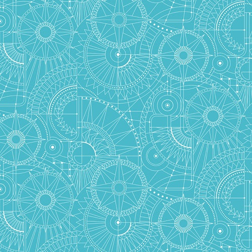 Benartex | Cityscape Night | Blueprint Teal