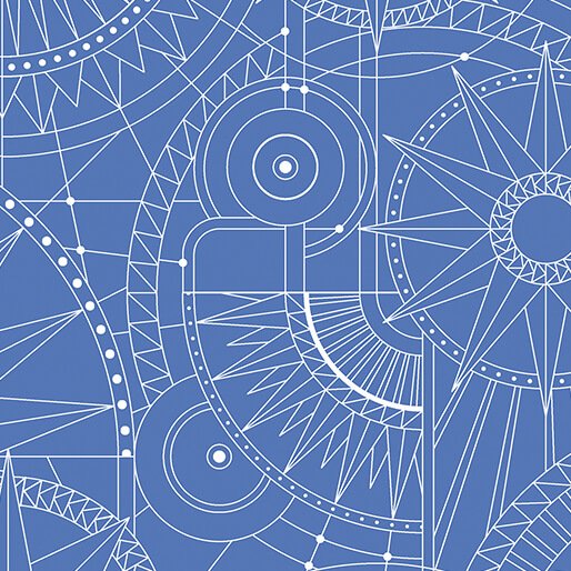 Benartex | Cityscape Night | Blueprint Blue