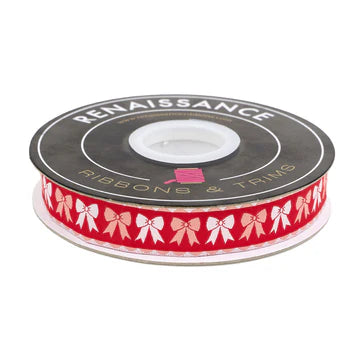 Ribbon | Mistletoe and Holly | Tied Bows | 7/8" width | by Beverly McCullough