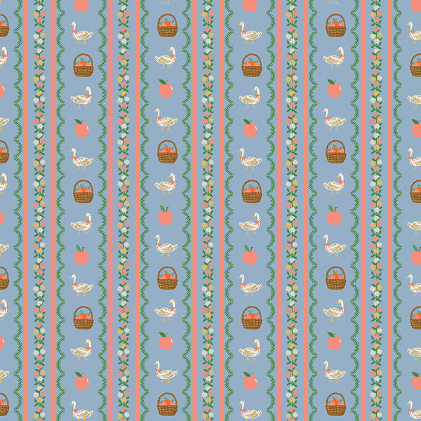 Farmhouse Stripe Slate Home Sweet Home fabric by Rifle Paper Co.