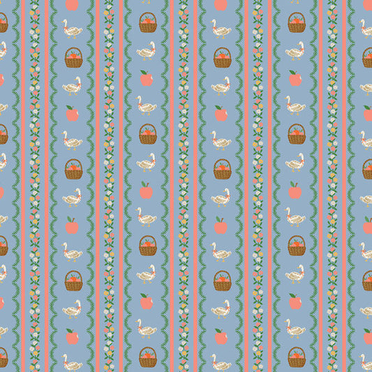 Farmhouse Stripe Slate Home Sweet Home fabric by Rifle Paper Co.