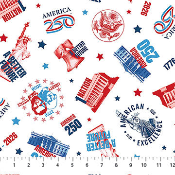 Northcott | America 250 | Icon Toss | White