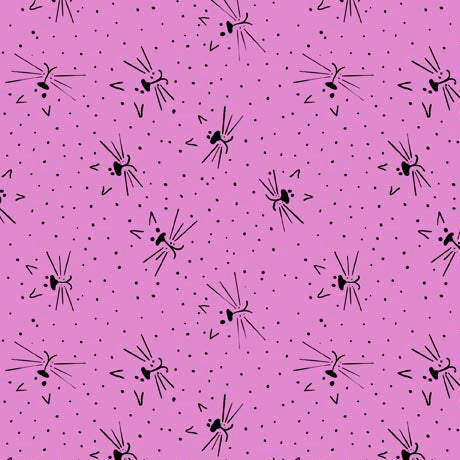 QT Fabrics | Here Kitty Kitty | Kitty Face Sketch | Pink