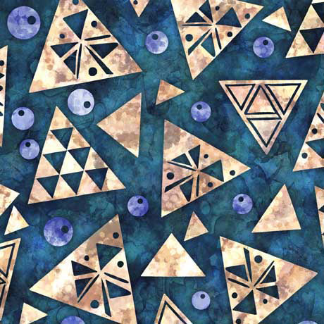QT Fabrics | Flamenco | Triangle Geo | Blue | Dan Morris Evolution