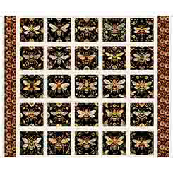 QT Fabrics | All The Buzz | Bee Picture Patches Panel | Dan Morris