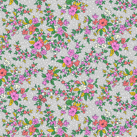 QT Fabrics | Floral Flirtation | Vintage Chic Floral | Gray