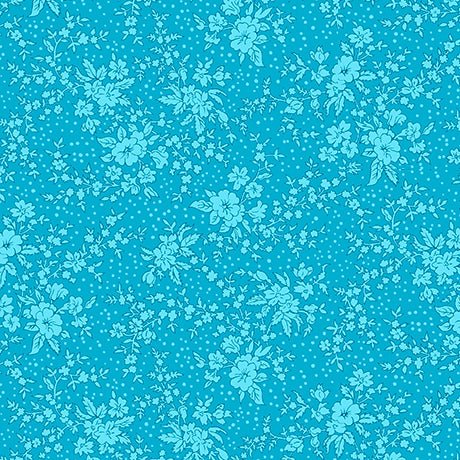 QT Fabrics | Floral Flirtation | Vintage Chic Floral | Turquoise