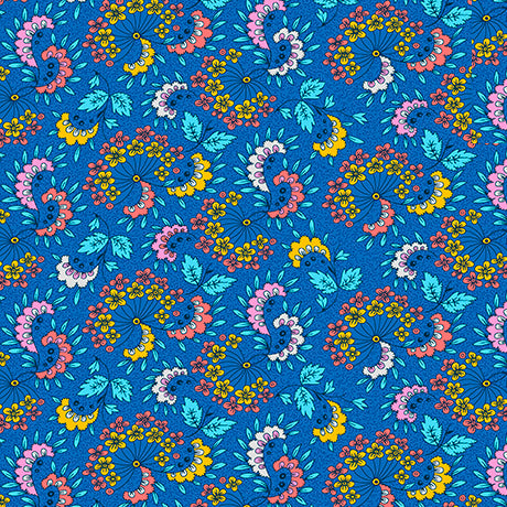 QT Fabrics | Floral Flirtation | Floral Flare | Royal