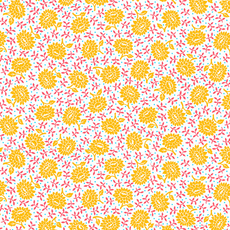 QT Fabrics | Floral Flirtation | Floral Dot | Yellow