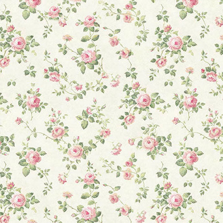 QT Fabrics | Sew Shabby Chic | Ditzy Rose | Pale Sage | Dan Morris