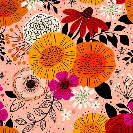 QT Fabrics | Blooms of Joy | Contemporary Floral | Pink | Cynthia Frenette