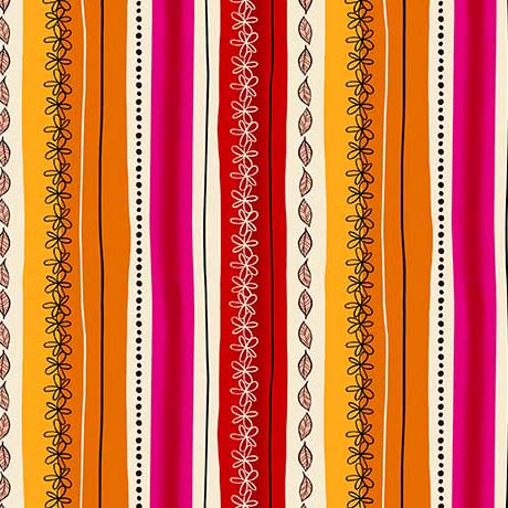 QT Fabrics | Blooms of Joy | Decorative Stripe | Cream | Cynthia Frenette