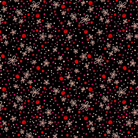 QT Fabrics | Blooms of Joy | Flowers & Confetti | Black | Cynthia Frenette
