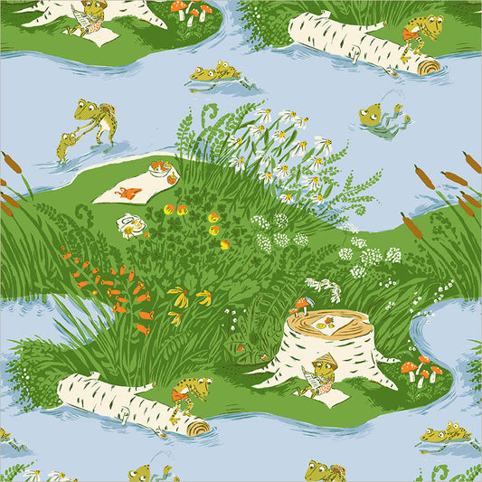 Frog Pond Medium Blue from Heather Ross Favorites by Windham Fabrics