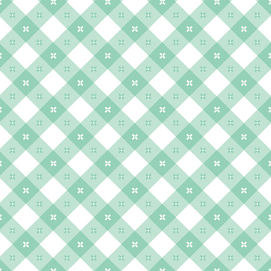 Poppie Cotton | Gingham Picnic | Cool Pool Mint