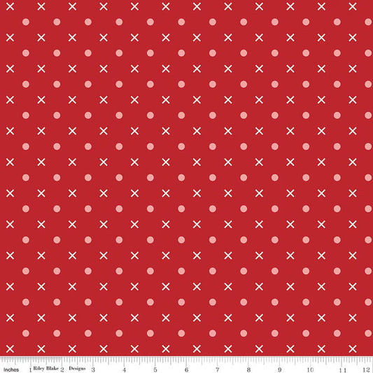 Bee Dots | Schoolhouse | Red | 3-Yard Package | Wide Back | Lori Holt