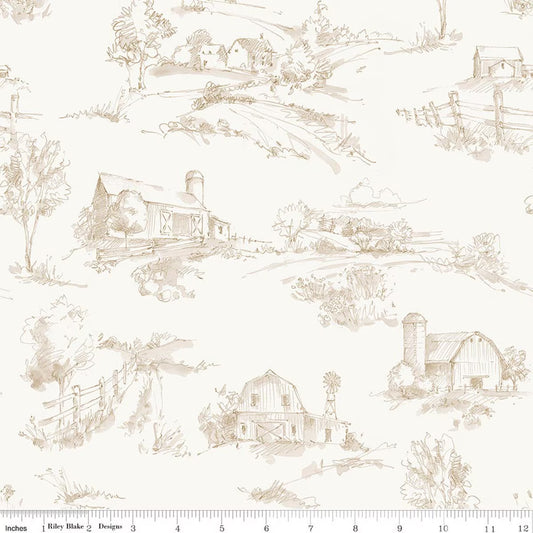 Riley Blake| Wide Back Countryside Scenery | Sand | 3 Yard Cut X 108” | Lisa Audit