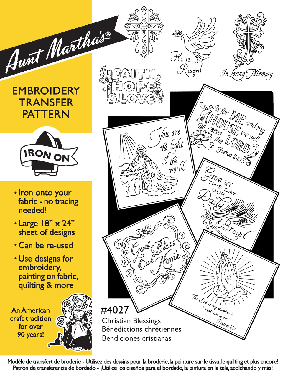 Aunt Martha’s | Embroidery Transfer Pattern | #4027 | Christian Blessings