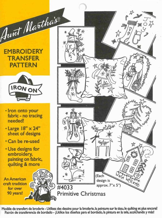 Aunt Martha’s | Embroidery Transfer Pattern | #4033 | Primitive Christmas