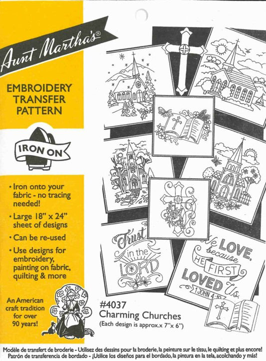 Aunt Martha’s | Embroidery Transfer Pattern | #4037 | Charming Churches